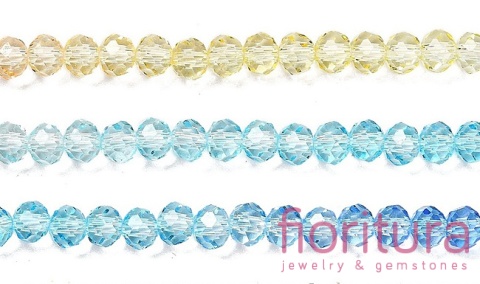 KORALIKI SZKLANE OPONKA FASETOWANA 4,5x3,6MM KOLOR MIESZANY CIENIOWANY TRANSPARENTNY