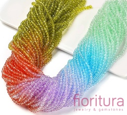 KORALIKI SZKLANE OPONKA FASETOWANA 4,5x3,6MM KOLOR MIESZANY CIENIOWANY TRANSPARENTNY