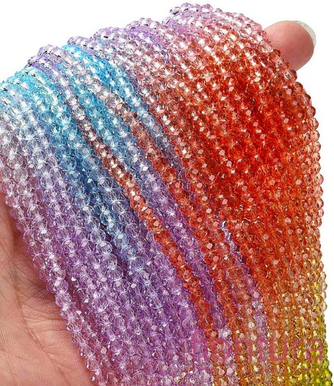 KORALIKI SZKLANE OPONKA FASETOWANA 4,5x3,6MM KOLOR MIESZANY CIENIOWANY TRANSPARENTNY