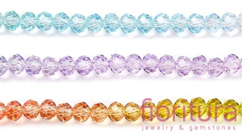 KORALIKI SZKLANE OPONKA FASETOWANA 4,5x3,6MM KOLOR MIESZANY CIENIOWANY TRANSPARENTNY