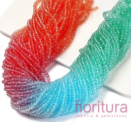 KORALIKI SZKLANE OPONKA FASETOWANA 4,5x3,6MM KOLOR MIESZANY CIENIOWANY TRANSPARENTNY