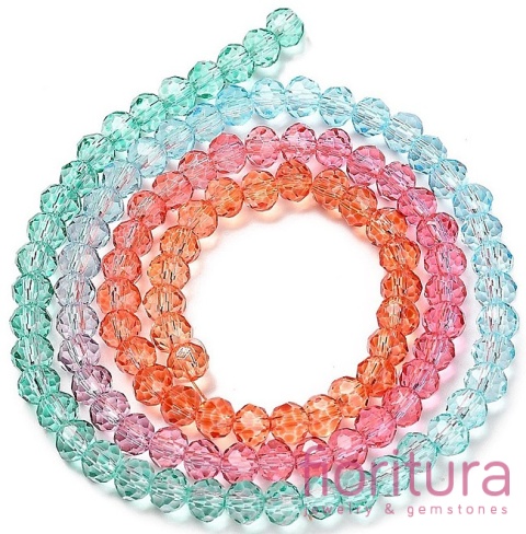 KORALIKI SZKLANE OPONKA FASETOWANA 4,5x3,6MM KOLOR MIESZANY CIENIOWANY TRANSPARENTNY