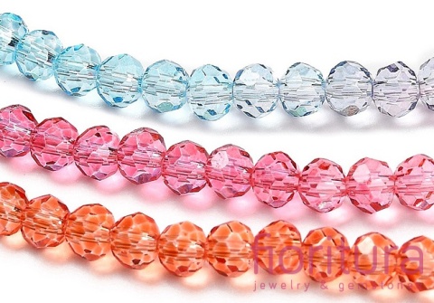 KORALIKI SZKLANE OPONKA FASETOWANA 4,5x3,6MM KOLOR MIESZANY CIENIOWANY TRANSPARENTNY