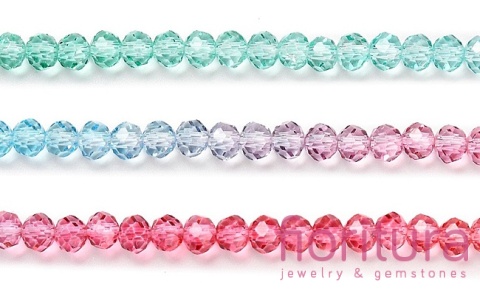 KORALIKI SZKLANE OPONKA FASETOWANA 4,5x3,6MM KOLOR MIESZANY CIENIOWANY TRANSPARENTNY