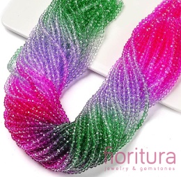 KORALIKI SZKLANE OPONKA FASETOWANA 4,5x3,6MM KOLOR MIESZANY CIENIOWANY TRANSPARENTNY