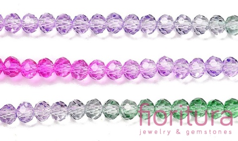 KORALIKI SZKLANE OPONKA FASETOWANA 4,5x3,6MM KOLOR MIESZANY CIENIOWANY TRANSPARENTNY