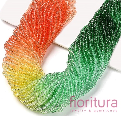 KORALIKI SZKLANE OPONKA FASETOWANA 4,5x3,6MM KOLOR MIESZANY CIENIOWANY TRANSPARENTNY