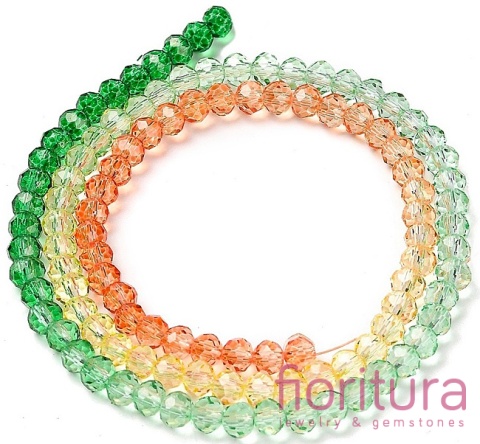 KORALIKI SZKLANE OPONKA FASETOWANA 4,5x3,6MM KOLOR MIESZANY CIENIOWANY TRANSPARENTNY