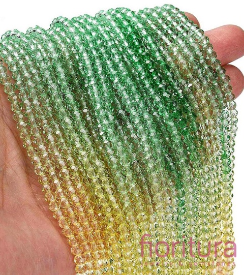 KORALIKI SZKLANE OPONKA FASETOWANA 4,5x3,6MM KOLOR MIESZANY CIENIOWANY TRANSPARENTNY