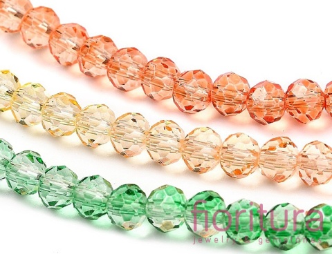 KORALIKI SZKLANE OPONKA FASETOWANA 4,5x3,6MM KOLOR MIESZANY CIENIOWANY TRANSPARENTNY