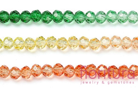 KORALIKI SZKLANE OPONKA FASETOWANA 4,5x3,6MM KOLOR MIESZANY CIENIOWANY TRANSPARENTNY