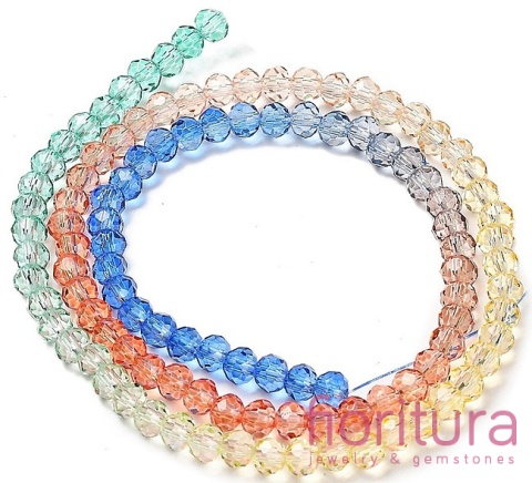 KORALIKI SZKLANE OPONKA FASETOWANA 4,5x3,6MM KOLOR MIESZANY CIENIOWANY TRANSPARENTNY