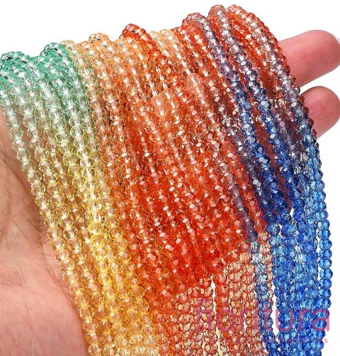 KORALIKI SZKLANE OPONKA FASETOWANA 4,5x3,6MM KOLOR MIESZANY CIENIOWANY TRANSPARENTNY