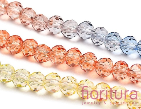 KORALIKI SZKLANE OPONKA FASETOWANA 4,5x3,6MM KOLOR MIESZANY CIENIOWANY TRANSPARENTNY