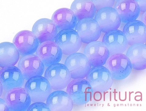 KORALIKI SZKLANE IMITACJA JADEITU  KULA 8MM KOLOR NIEBIESKI/RÓŻOWY CIENIOWANY 