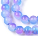 KORALIKI SZKLANE IMITACJA JADEITU  KULA 8MM KOLOR NIEBIESKI/RÓŻOWY CIENIOWANY 