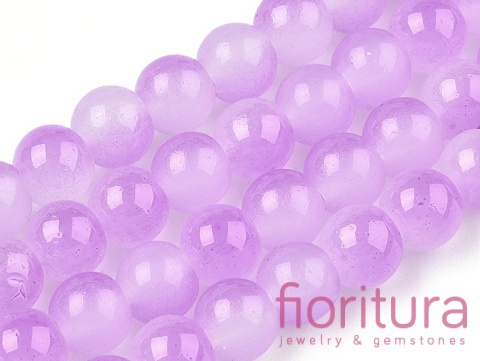 KORALIKI SZKLANE IMITACJA JADEITU KULA 8MM KOLOR ORCHID CIENIOWANY 