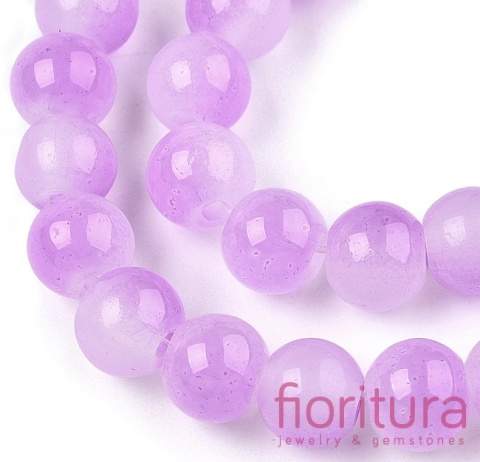 KORALIKI SZKLANE IMITACJA JADEITU KULA 8MM KOLOR ORCHID CIENIOWANY 