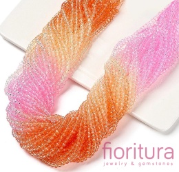 KORALIKI SZKLANE OPONKA FASETOWANA 4,5x3,6MM KOLOR MIESZANY CIENIOWANY TRANSPARENTNY