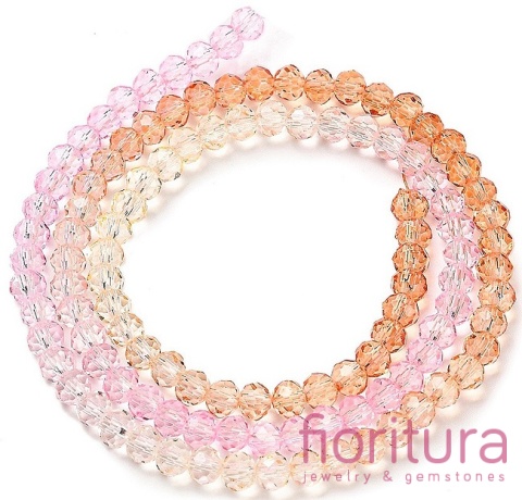 KORALIKI SZKLANE OPONKA FASETOWANA 4,5x3,6MM KOLOR MIESZANY CIENIOWANY TRANSPARENTNY