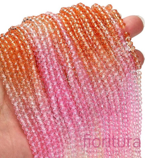 KORALIKI SZKLANE OPONKA FASETOWANA 4,5x3,6MM KOLOR MIESZANY CIENIOWANY TRANSPARENTNY