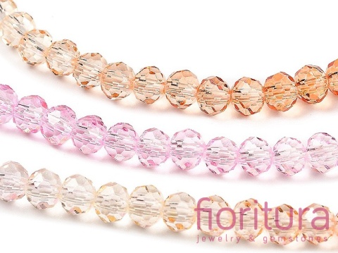 KORALIKI SZKLANE OPONKA FASETOWANA 4,5x3,6MM KOLOR MIESZANY CIENIOWANY TRANSPARENTNY