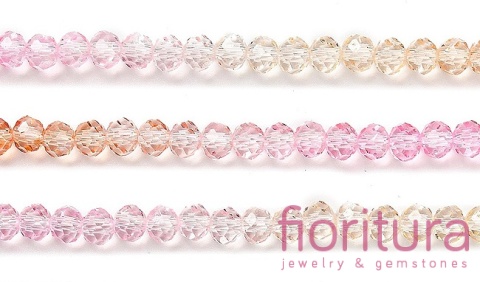 KORALIKI SZKLANE OPONKA FASETOWANA 4,5x3,6MM KOLOR MIESZANY CIENIOWANY TRANSPARENTNY