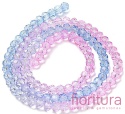 KORALIKI SZKLANE OPONKA FASETOWANA 4,5x3,6MM KOLOR RÓŻOWY/NIEBIESKI CIENIOWANY TRANSPARENTNY