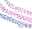 KORALIKI SZKLANE OPONKA FASETOWANA 4,5x3,6MM KOLOR RÓŻOWY/NIEBIESKI CIENIOWANY TRANSPARENTNY