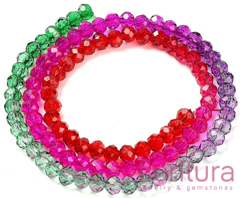 KORALIKI SZKLANE OPONKA FASETOWANA 4,5x3,6MM KOLOR MIESZANY CIENIOWANY TRANSPARENTNY