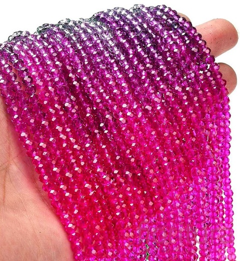 KORALIKI SZKLANE OPONKA FASETOWANA 4,5x3,6MM KOLOR MIESZANY CIENIOWANY TRANSPARENTNY