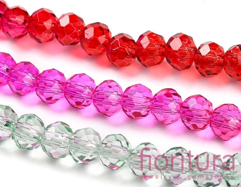 KORALIKI SZKLANE OPONKA FASETOWANA 4,5x3,6MM KOLOR MIESZANY CIENIOWANY TRANSPARENTNY