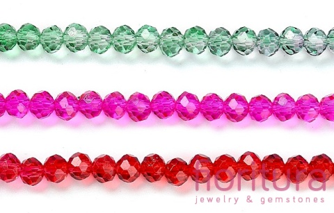 KORALIKI SZKLANE OPONKA FASETOWANA 4,5x3,6MM KOLOR MIESZANY CIENIOWANY TRANSPARENTNY