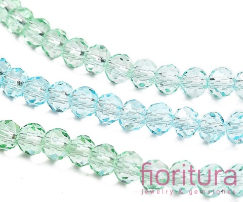KORALIKI SZKLANE OPONKA FASETOWANA 4,5x3,6MM KOLOR ZIELONY/NIEBIESKI CIENIOWANY TRANSPARENTNY
