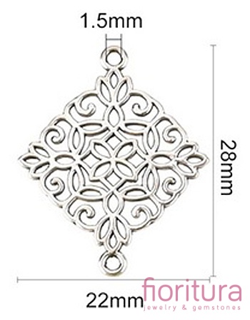 ŁĄCZNIK AŻUROWY 28x22x1MM KOLOR STARE SREBRO