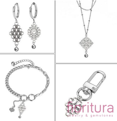 ŁĄCZNIK AŻUROWY 28x22x1MM KOLOR STARE SREBRO