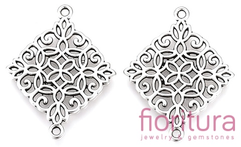 ŁĄCZNIK AŻUROWY 28x22x1MM KOLOR STARE SREBRO