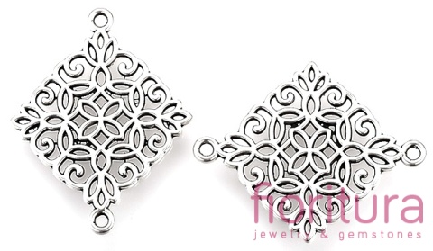 ŁĄCZNIK AŻUROWY 28x22x1MM KOLOR STARE SREBRO