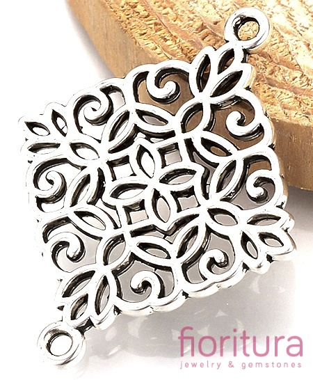 ŁĄCZNIK AŻUROWY 28x22x1MM KOLOR STARE SREBRO