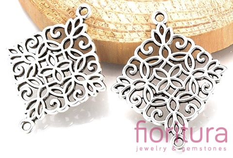 ŁĄCZNIK AŻUROWY 28x22x1MM KOLOR STARE SREBRO