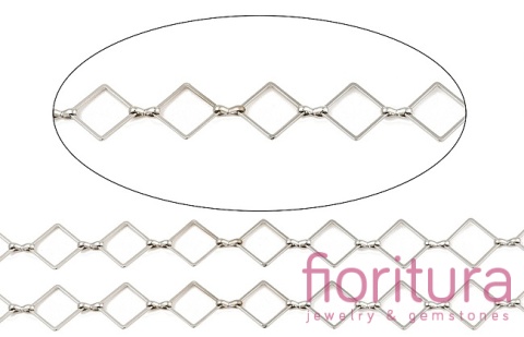 ŁAŃCUSZEK OZDOBNY  Z OGNIWAMI W KSZTAŁCIE ROMBÓW 16x16x1MM KOLOR PLATINUM