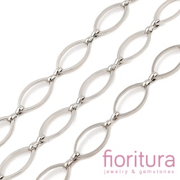 ŁAŃCUSZEK OZDOBNY  Z OGNIWAMI OWALNYMI 16x8,5x1MM KOLOR PLATINUM 