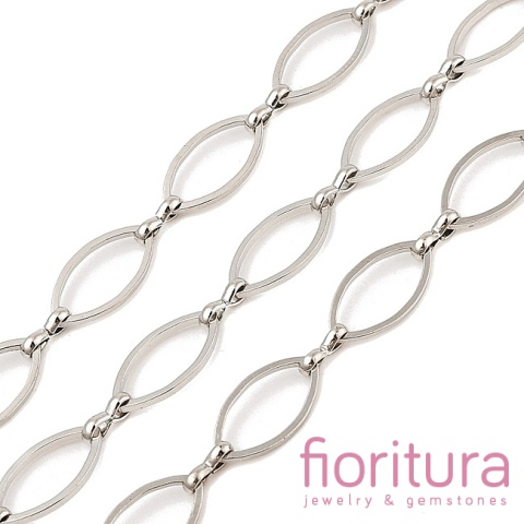 ŁAŃCUSZEK OZDOBNY  Z OGNIWAMI OWALNYMI 16x8,5x1MM KOLOR PLATINUM 