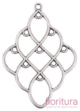 PODSTAWA KOLCZYKA ROMB 51x36x2MM KOLOR STARE SREBRO