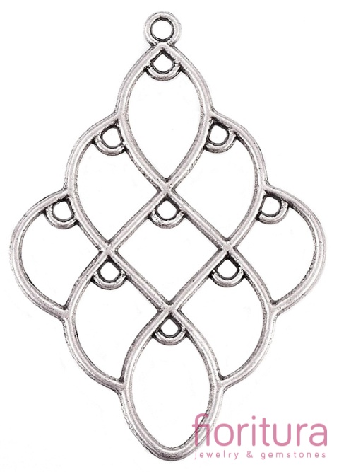 PODSTAWA KOLCZYKA ROMB 51x36x2MM KOLOR STARE SREBRO