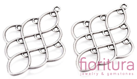 PODSTAWA KOLCZYKA ROMB 51x36x2MM KOLOR STARE SREBRO