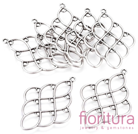 PODSTAWA KOLCZYKA ROMB 51x36x2MM KOLOR STARE SREBRO