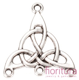 AŻUROWA PODSTAWA KOLCZYKA  WZÓR CELTYCKI ROZDZIELACZ NA TRZY 29x25x2MM KOLOR STARE SREBRO