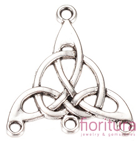 AŻUROWA PODSTAWA KOLCZYKA  WZÓR CELTYCKI ROZDZIELACZ NA TRZY 29x25x2MM KOLOR STARE SREBRO