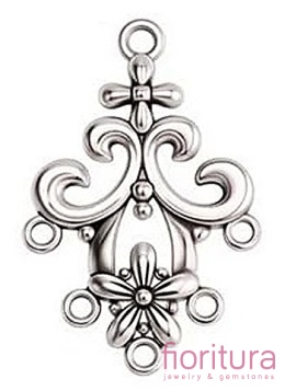 PODSTAWA KOLCZYKA KWIAT 35x24x2MM KOLOR STARE SREBRO